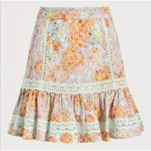 NWT Sam Edelman Courtney Cotton Floral Eyelet Mini Skirt Size 8 Size